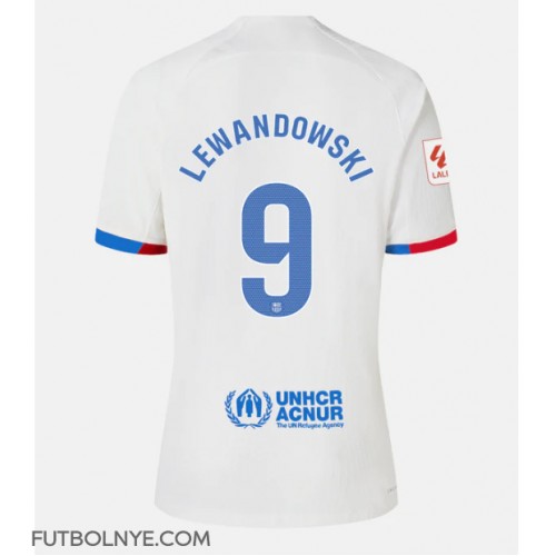 Camiseta Barcelona Robert Lewandowski #9 Visitante Equipación 2023-24 manga corta